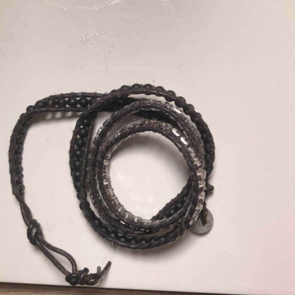black and silver beaded wrap bracelet